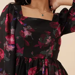 rare Women Fit and Flare Black Above Knee/Mid Thigh Length Dress image 5