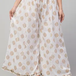 fambee Women Flared White Viscose Rayon Trousers-picture-15