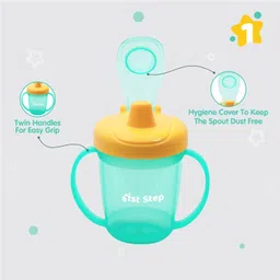1st step BPA Free Anti-Spill Hard Spout Baby Sipper Cup with Twin Handle & Cover - 250ml image 2
