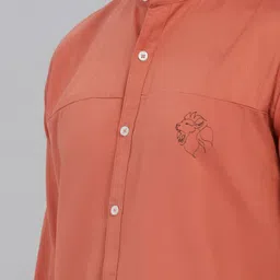 7th legion Men Regular Fit Solid Mandarin Collar Casual Shirt image 2