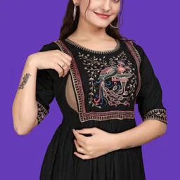 dichika Women Fit and Flare Black Below Knee Dress image 5