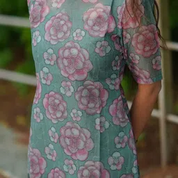 sun fashion and lifestyle Women's Chanderi Stitched Printed Kurti image 4