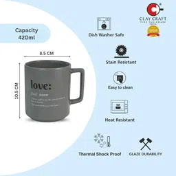 clay craft Love, Quote | Trendy Tea, Coffee & Milk Ceramic Coffee Mug image 3