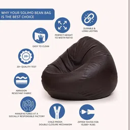 regiller 4XL Premium Faux Leather Bean Bag, Filled With Beans Bean Bag Chair With Bean Filling image 3