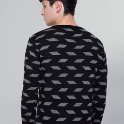 godfrey Men Self Design Round Neck Black Sweater image 2