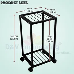 d&v engineering 2 Tier Water Dispenser Stand for 20~25 Litre Bottle, Cans or Jars with Wheels Iron Kitchen Trolley image 2
