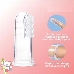 elecsera Baby Tongue Cleaner Flexiable Soft Baby Finger Brush Silicone Extra Soft Toothbrush image 2