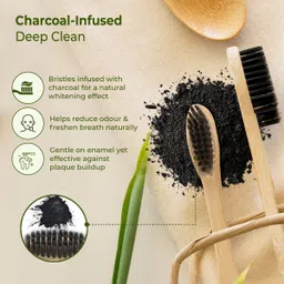 dencrus NATURAL CLEAN Bamboo Toothbrush with Charcoal Activated, Eco-friendly Ultra Soft Toothbrush image 4