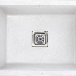 Quartz Kitchen Sink 24 x 18, Single Bowl Basin with Drainer & Steel Strainer Vessel Sink-image-8
