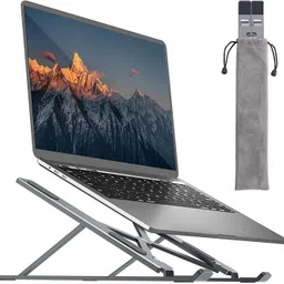 LUCKYY Portable Laptop Stand Adjustable Height Aluminium Desk Stand Laptop Stand with Adjustable Height Compatible with 26 - 35 cm Laptops-image-20