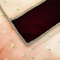 kaevion Net Embroidered Maroon Women Dupatta image 3