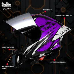 steelbird SBA-20 Strange ISI Certified Flip-Up Graphic Helmet for Men and Women Motorbike Helmet image 2