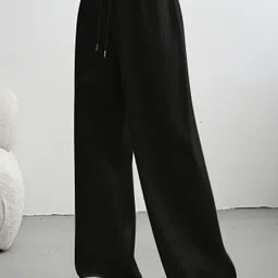 dockstreet Women Solid Black Track Pants image 4