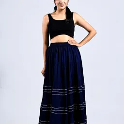 mirayya enterprises Women Embellished Flared Dark Blue Skirt image 3