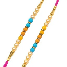 namh vastuu Thread Crystal Rakhi for Brother Pack of 2 Handcrafted Rakhis Assorted Rakhi Set-picture-24