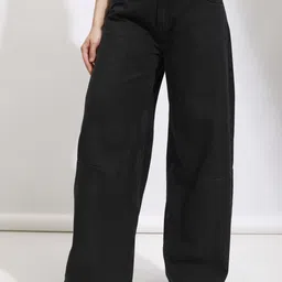 tokyo talkies Women Straight Fit Mid Rise Black Jeans-picture-12