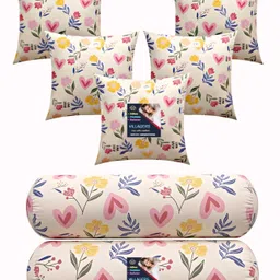 villagers Microfibre Bolster Pack of 7 Floral 5 Cushion and 2 Bolster image 1