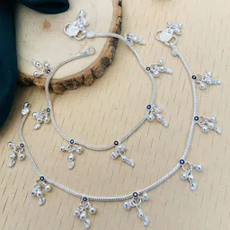 ABDESIGNS Silver-Plated Stone Studded and Beaded Anklet-image-25