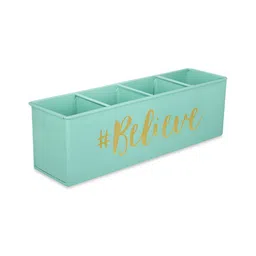 Living With Elan Blue Typography Printed 4 Compartments Reusable Desk Organizer image 2