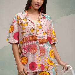 Tokyo Talkies Printed Cuban Collar Shirt With Shorts-picture-40
