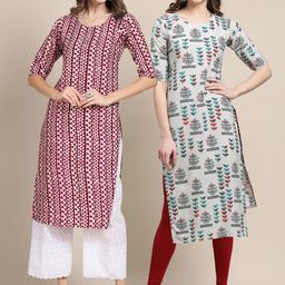 7threads KALINI Women Pack Of 2 Ethnic Motifs Printed Crepe Kurta-picture-18