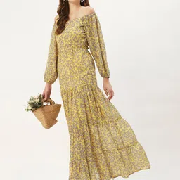 DressBerry Floral Off-Shoulder Georgette Maxi Dress-picture-22