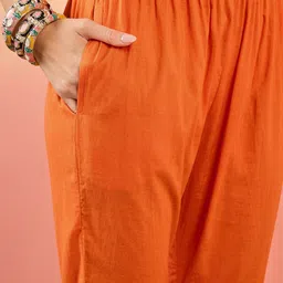 Vastramyaa Floral Printed Angrakha Pure Cotton A-Line Kurta & Trousers With Dupatta image 3