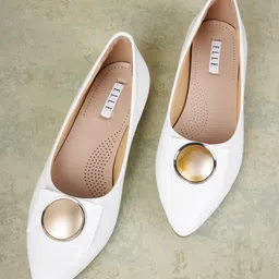ELLE Women White Colourblocked Ballerinas Flats-image-24