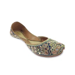 Fulkari Women Embellished Leather Ethnic Mojaris-image-13