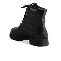 ERIDANI Women Textured Round Toe Block Heeled Mid-Top Boots image 2