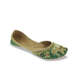 Fulkari Embroidered Leather Mojaris image 5