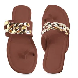 VAGHBHATT Embellished Leather One Toe Flats image 5