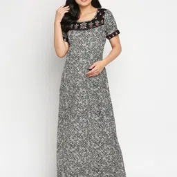 True Shape Floral Embroidered Maxi Maternity Nightdress-picture-16