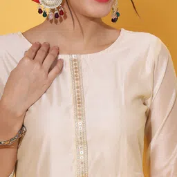 DECKEDUP Sequinned Chanderi Cotton Anarkali Kurta image 2