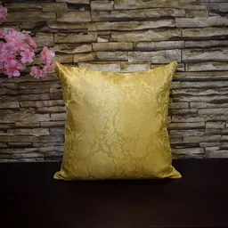 RoyalDeco Gold Toned 2 Pieces Ethnic Motifs Zari Brocade Silk Square Cushion Covers image 3