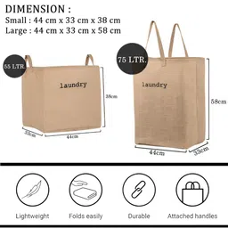 Kuber Industries 6-Pcs Brown Printed Small & Large Laundry Bags & Handle image 4