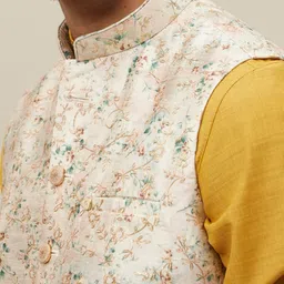 Manyavar Embroidered Art Silk Nehru Jacket image 2