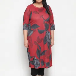 Amydus Plus Size Floral Printed Round Neck Kurta-picture-27