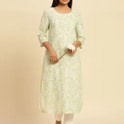 W Floral Printed Pure Cotton Straight Kurta-picture-29