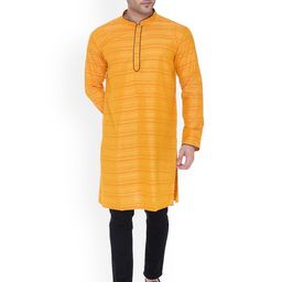 Kuons Avenue Men Yellow Pastels Cotton Silk Kurta-picture-36