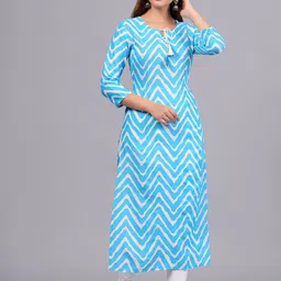Bachuu Chevron Printed Tie Up Neck Straight Kurta image 3