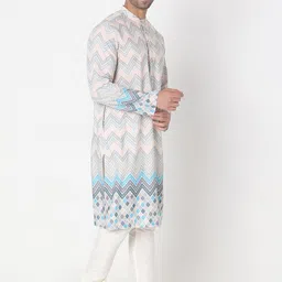 Ethnicity Geometric Printed Mandarin Collar Straight Kurta image 3