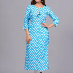 Bachuu Chevron Printed Tie Up Neck Straight Kurta image 4