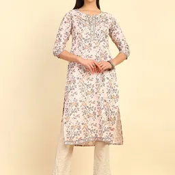 Soch Floral Printed Thread Work Straight Kurta image 5