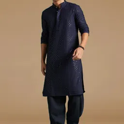 here&now x sanwara Sanwara Men Flared Sleeves Thread Work Summer Sheers Kurta image 4