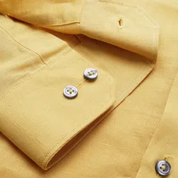 Turtle Men Mustard Yellow Slim Fit Textured Formal Shirt image 3