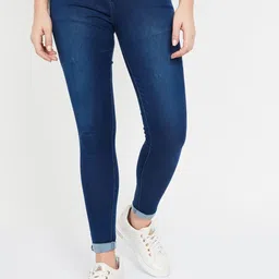 Xpose Women Navy Blue Comfort Skinny Fit Light Fade Stretchable Cotton Jeans-picture-33