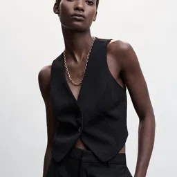 MANGO V-Neck Crop Sustainable Waistcoat image 1