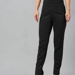 Marks & Spencer Women Charcoal High-Rise Trousers image 1