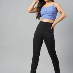 Marks & Spencer Women Charcoal High-Rise Trousers image 4